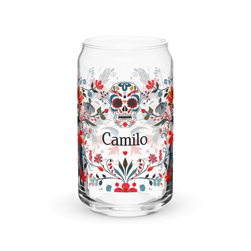 Camilo Exclusive Name Art Piece Can-Shaped Glass Home Office Work Mexican Spanish Pride Gift Cup One-Of-A-Kind Calligraphy Glass | C20 Mexicada 16 oz