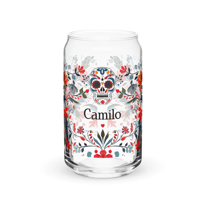 Camilo Exclusive Name Art Piece Can-Shaped Glass Home Office Work Mexican Spanish Pride Gift Cup One-Of-A-Kind Calligraphy Glass | C20 Mexicada 16 oz