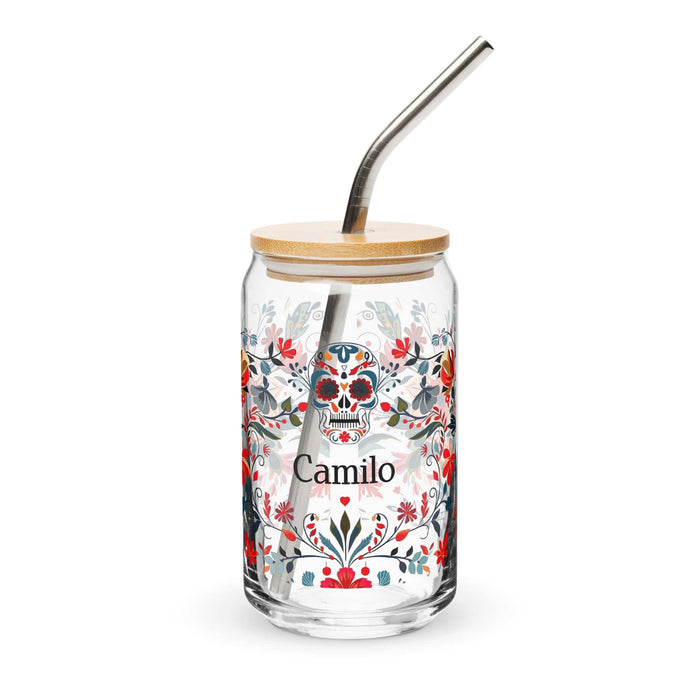 Camilo Exclusive Name Art Piece Can-Shaped Glass Home Office Work Mexican Spanish Pride Gift Cup One-Of-A-Kind Calligraphy Glass | C20 Mexicada 16 oz With Lid & Straw