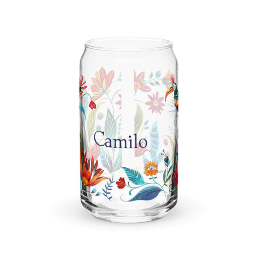 Camilo Exclusive Name Art Piece Can-Shaped Glass Home Office Work Mexican Spanish Pride Gift Cup One-Of-A-Kind Calligraphy Glass | C21 Mexicada 16 oz (No Lid No Straw)