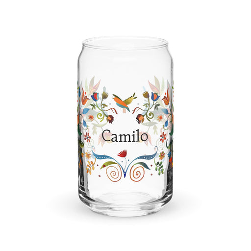 Camilo Exclusive Name Art Piece Can-Shaped Glass Home Office Work Mexican Spanish Pride Gift Cup One-Of-A-Kind Calligraphy Glass | C22 Mexicada 16 oz (No Lid No Straw)