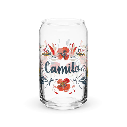 Camilo Exclusive Name Art Piece Can-Shaped Glass Home Office Work Mexican Spanish Pride Gift Cup One-Of-A-Kind Calligraphy Glass | C3 Mexicada 16 oz