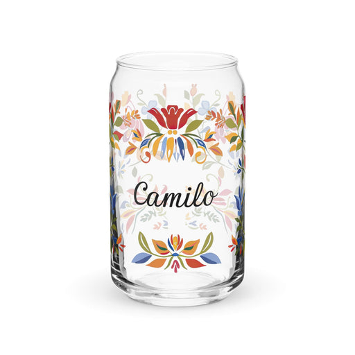 Camilo Exclusive Name Art Piece Can-Shaped Glass Home Office Work Mexican Spanish Pride Gift Cup One-Of-A-Kind Calligraphy Glass | C4 Mexicada 16 oz