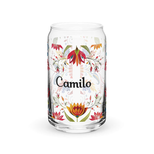 Camilo Exclusive Name Art Piece Can-Shaped Glass Home Office Work Mexican Spanish Pride Gift Cup One-Of-A-Kind Calligraphy Glass | C5 Mexicada 16 oz