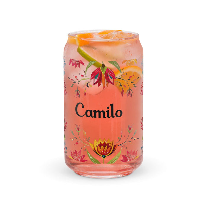 Camilo Exclusive Name Art Piece Can-Shaped Glass Home Office Work Mexican Spanish Pride Gift Cup One-Of-A-Kind Calligraphy Glass | C5 Mexicada