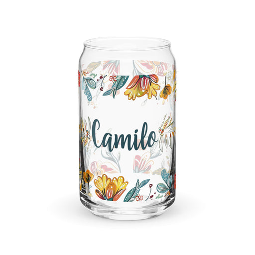 Camilo Exclusive Name Art Piece Can-Shaped Glass Home Office Work Mexican Spanish Pride Gift Cup One-Of-A-Kind Calligraphy Glass | C6 Mexicada 16 oz