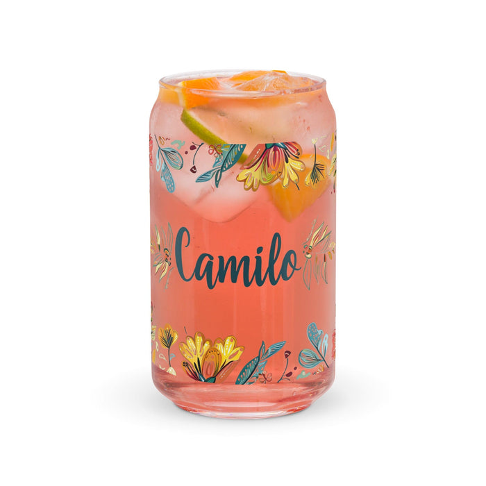 Camilo Exclusive Name Art Piece Can-Shaped Glass Home Office Work Mexican Spanish Pride Gift Cup One-Of-A-Kind Calligraphy Glass | C6 Mexicada