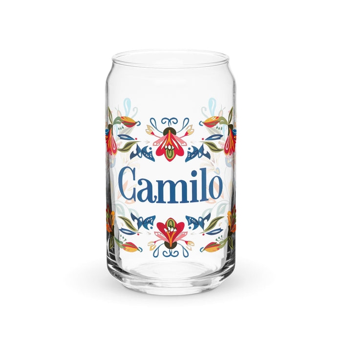 Camilo Exclusive Name Art Piece Can-Shaped Glass Home Office Work Mexican Spanish Pride Gift Cup One-Of-A-Kind Calligraphy Glass | C7 Mexicada 16 oz