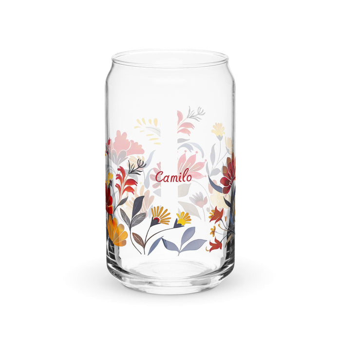 Camilo Exclusive Name Art Piece Can-Shaped Glass Home Office Work Mexican Spanish Pride Gift Cup One-Of-A-Kind Calligraphy Glass | C8 Mexicada 16 oz (No Lid No Straw)