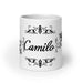 Camilo Exclusive Name Art Piece Home Office Work Coffee Mug Mexican Spanish Pride Gift Cup One-Of-A-Kind Calligraphy White Glossy Mug | C1 Mexicada