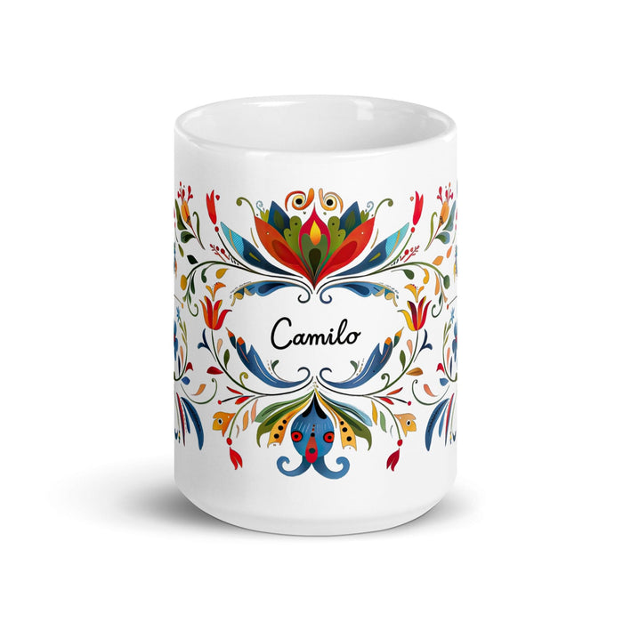 Camilo Exclusive Name Art Piece Home Office Work Coffee Mug Mexican Spanish Pride Gift Cup One-Of-A-Kind Calligraphy White Glossy Mug | C12 Mexicada