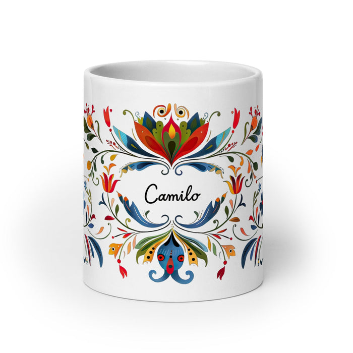 Camilo Exclusive Name Art Piece Home Office Work Coffee Mug Mexican Spanish Pride Gift Cup One-Of-A-Kind Calligraphy White Glossy Mug | C12 Mexicada