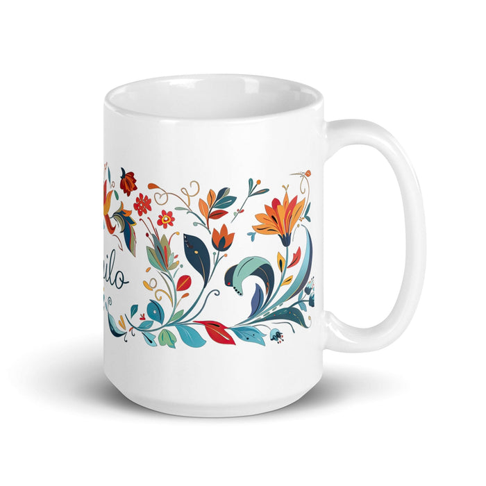 Camilo Exclusive Name Art Piece Home Office Work Coffee Mug Mexican Spanish Pride Gift Cup One-Of-A-Kind Calligraphy White Glossy Mug | C13 Mexicada 15 oz