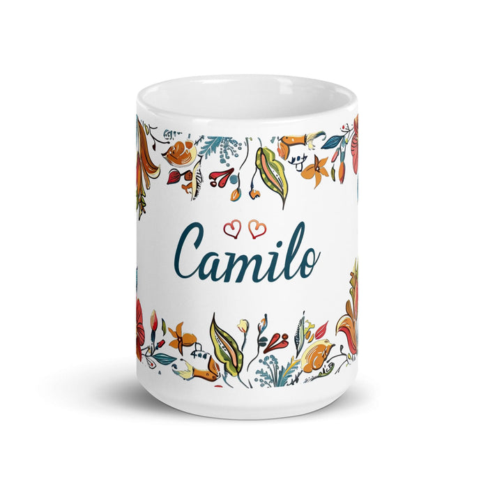 Camilo Exclusive Name Art Piece Home Office Work Coffee Mug Mexican Spanish Pride Gift Cup One-Of-A-Kind Calligraphy White Glossy Mug | C16 Mexicada