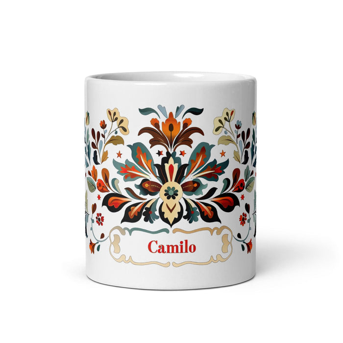 Camilo Exclusive Name Art Piece Home Office Work Coffee Mug Mexican Spanish Pride Gift Cup One-Of-A-Kind Calligraphy White Glossy Mug | C17 Mexicada