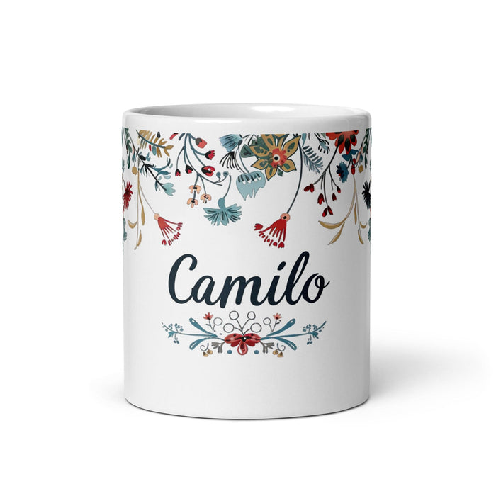 Camilo Exclusive Name Art Piece Home Office Work Coffee Mug Mexican Spanish Pride Gift Cup One-Of-A-Kind Calligraphy White Glossy Mug | C18 Mexicada