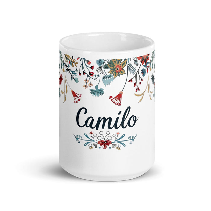 Camilo Exclusive Name Art Piece Home Office Work Coffee Mug Mexican Spanish Pride Gift Cup One-Of-A-Kind Calligraphy White Glossy Mug | C18 Mexicada