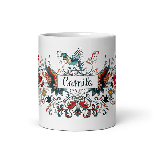 Camilo Exclusive Name Art Piece Home Office Work Coffee Mug Mexican Spanish Pride Gift Cup One-Of-A-Kind Calligraphy White Glossy Mug | C2 Mexicada