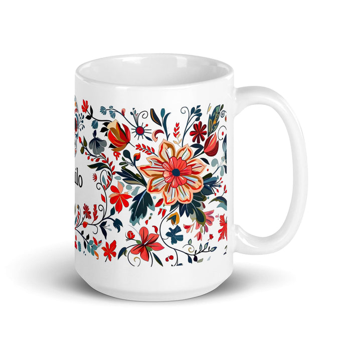 Camilo Exclusive Name Art Piece Home Office Work Coffee Mug Mexican Spanish Pride Gift Cup One-Of-A-Kind Calligraphy White Glossy Mug | C20 Mexicada 15 oz