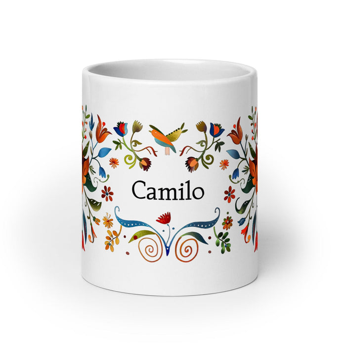 Camilo Exclusive Name Art Piece Home Office Work Coffee Mug Mexican Spanish Pride Gift Cup One-Of-A-Kind Calligraphy White Glossy Mug | C22 Mexicada