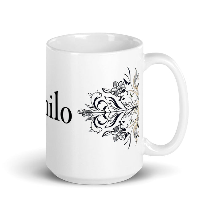 Camilo Exclusive Name Art Piece Home Office Work Coffee Mug Mexican Spanish Pride Gift Cup One-Of-A-Kind Calligraphy White Glossy Mug | C23 Mexicada 15 oz