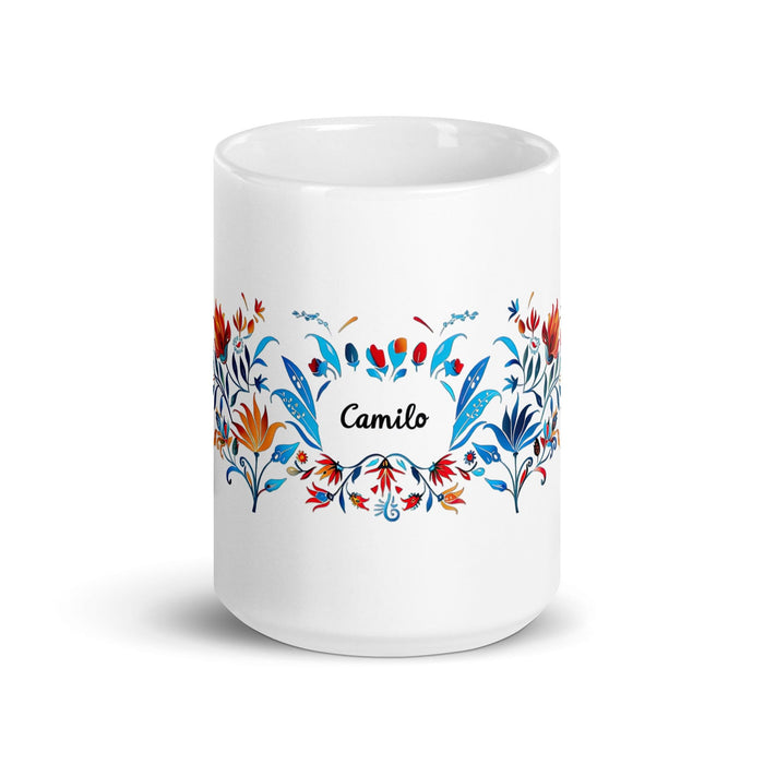 Camilo Exclusive Name Art Piece Home Office Work Coffee Mug Mexican Spanish Pride Gift Cup One-Of-A-Kind Calligraphy White Glossy Mug | C25 Mexicada