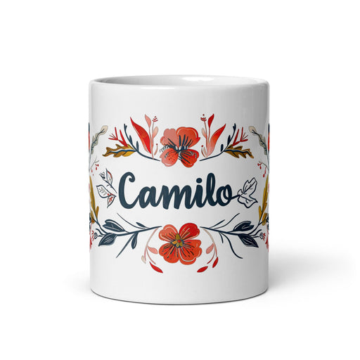 Camilo Exclusive Name Art Piece Home Office Work Coffee Mug Mexican Spanish Pride Gift Cup One-Of-A-Kind Calligraphy White Glossy Mug | C3 Mexicada