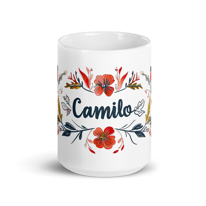 Camilo Exclusive Name Art Piece Home Office Work Coffee Mug Mexican Spanish Pride Gift Cup One-Of-A-Kind Calligraphy White Glossy Mug | C3 Mexicada