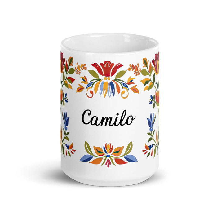 Camilo Exclusive Name Art Piece Home Office Work Coffee Mug Mexican Spanish Pride Gift Cup One-Of-A-Kind Calligraphy White Glossy Mug | C4 Mexicada