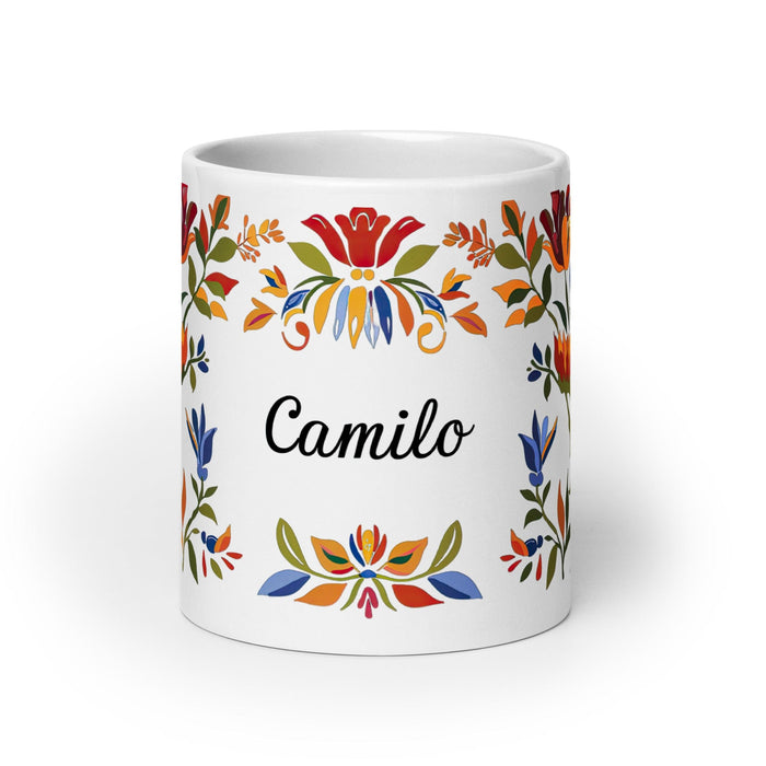 Camilo Exclusive Name Art Piece Home Office Work Coffee Mug Mexican Spanish Pride Gift Cup One-Of-A-Kind Calligraphy White Glossy Mug | C4 Mexicada