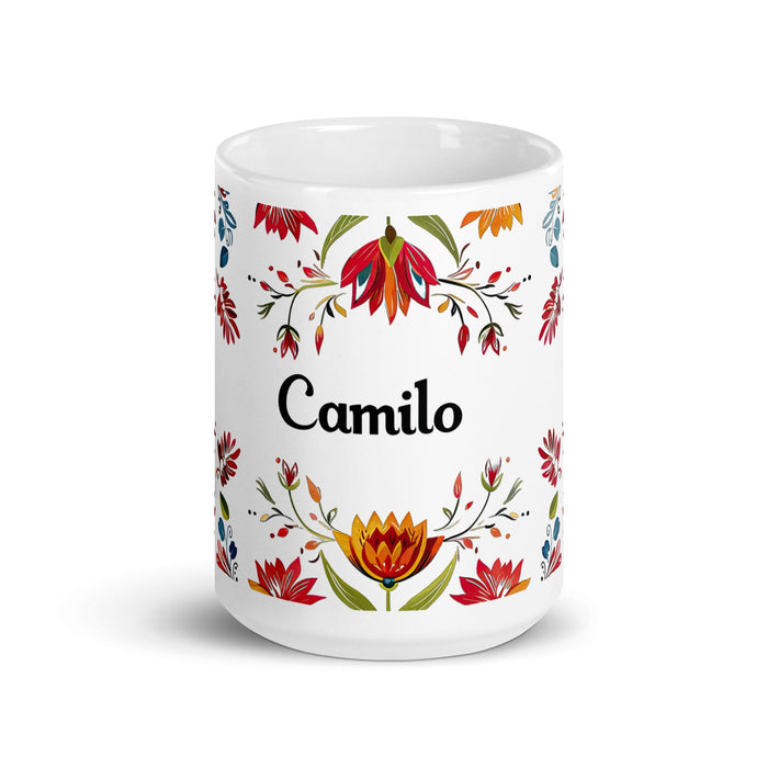 Camilo Exclusive Name Art Piece Home Office Work Coffee Mug Mexican Spanish Pride Gift Cup One-Of-A-Kind Calligraphy White Glossy Mug | C5 Mexicada