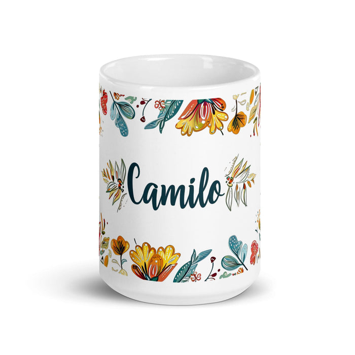 Camilo Exclusive Name Art Piece Home Office Work Coffee Mug Mexican Spanish Pride Gift Cup One-Of-A-Kind Calligraphy White Glossy Mug | C6 Mexicada