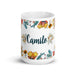 Camilo Exclusive Name Art Piece Home Office Work Coffee Mug Mexican Spanish Pride Gift Cup One-Of-A-Kind Calligraphy White Glossy Mug | C6 Mexicada