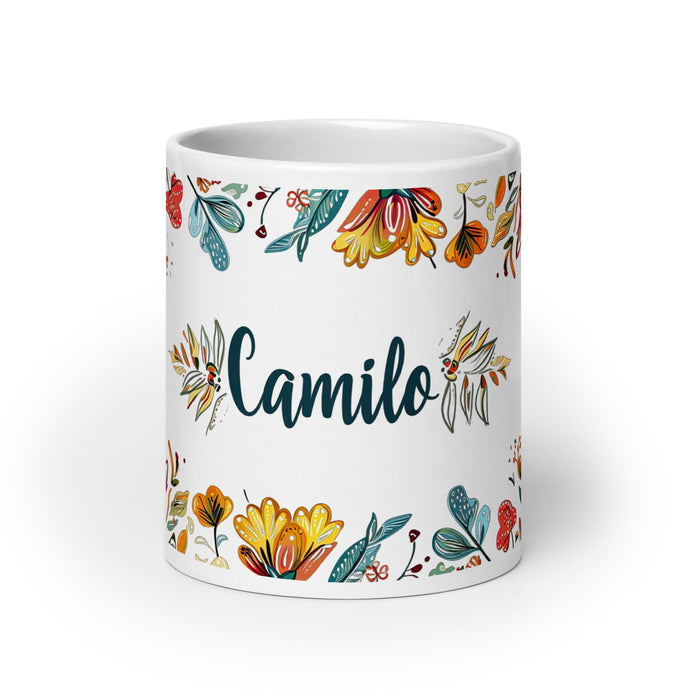 Camilo Exclusive Name Art Piece Home Office Work Coffee Mug Mexican Spanish Pride Gift Cup One-Of-A-Kind Calligraphy White Glossy Mug | C6 Mexicada