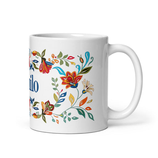 Camilo Exclusive Name Art Piece Home Office Work Coffee Mug Mexican Spanish Pride Gift Cup One-Of-A-Kind Calligraphy White Glossy Mug | C7 Mexicada 11 oz
