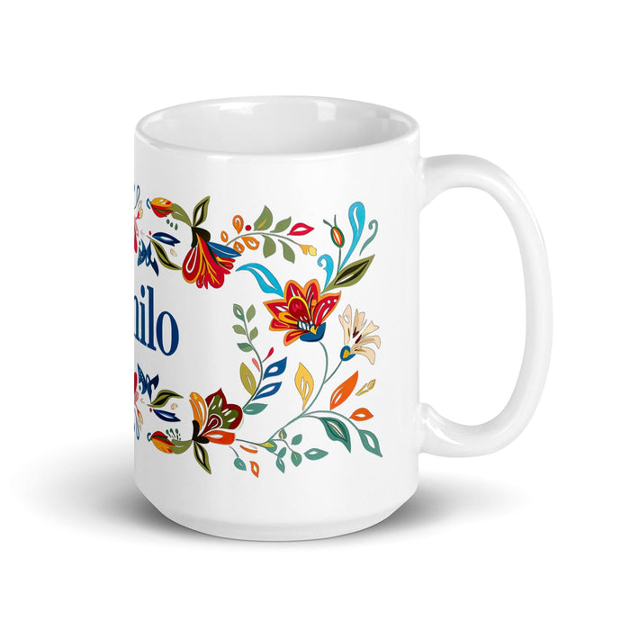 Camilo Exclusive Name Art Piece Home Office Work Coffee Mug Mexican Spanish Pride Gift Cup One-Of-A-Kind Calligraphy White Glossy Mug | C7 Mexicada 15 oz