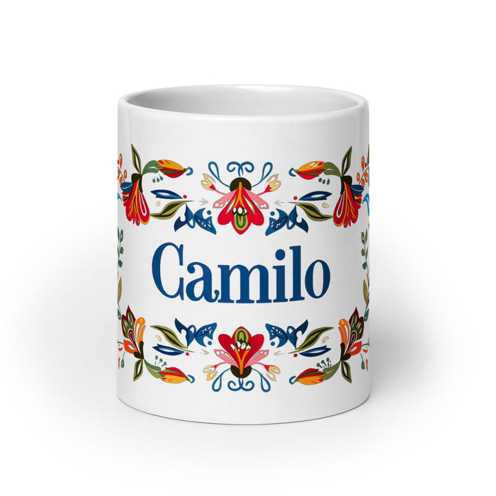 Camilo Exclusive Name Art Piece Home Office Work Coffee Mug Mexican Spanish Pride Gift Cup One-Of-A-Kind Calligraphy White Glossy Mug | C7 Mexicada