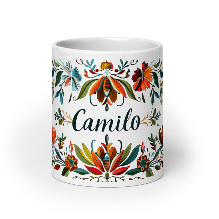 Camilo Exclusive Name Art Piece Home Office Work Coffee Mug Mexican Spanish Pride Gift Cup One-Of-A-Kind Calligraphy White Glossy Mug | C9 Mexicada