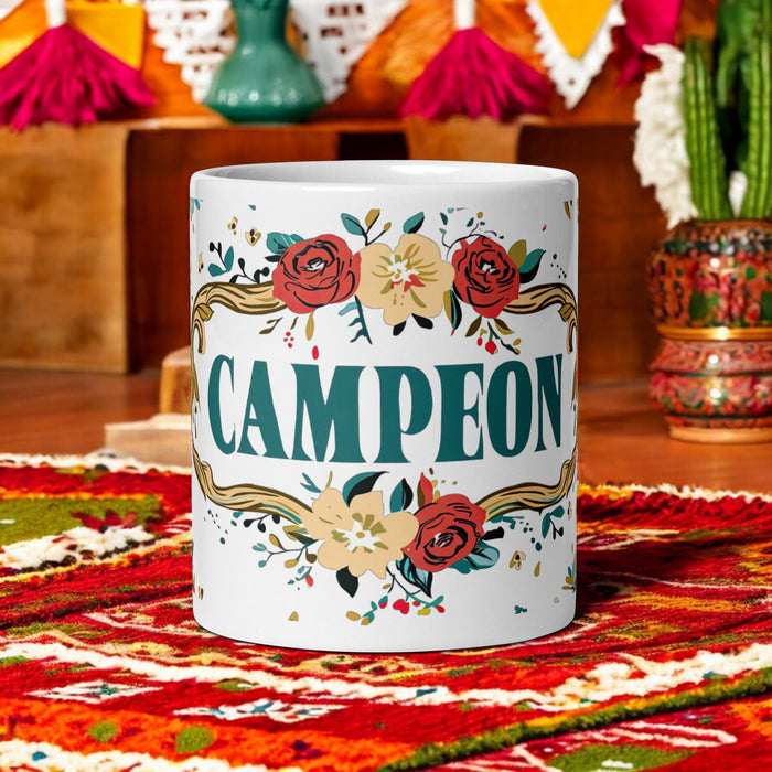 Campeón Exclusive Name Art Piece Home Office Work Coffee Mug Mexican Spanish Pride Gift Cup One-Of-A-Kind Calligraphy White Glossy Mug | C1 Mexicada 11 oz