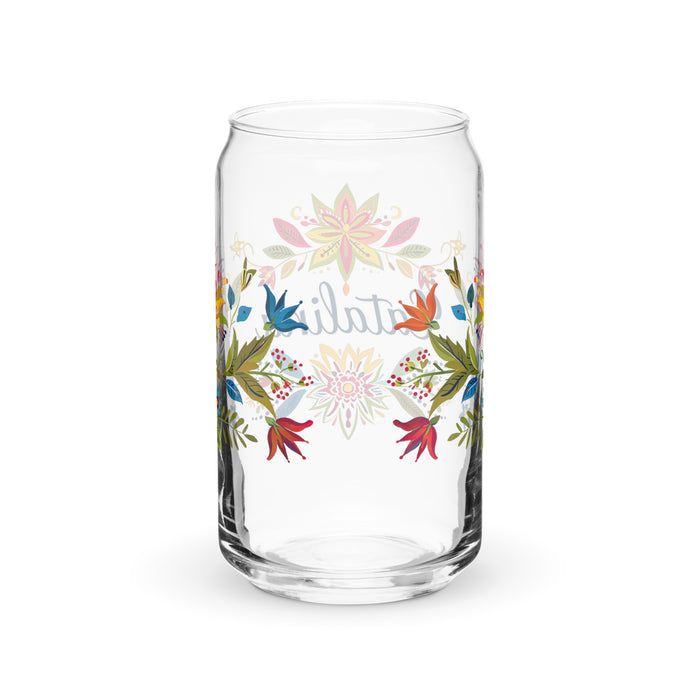 Catalina Exclusive Name Art Piece Can-Shaped Glass Home Office Work Mexican Spanish Pride Gift Cup One-Of-A-Kind Calligraphy Glass | C4