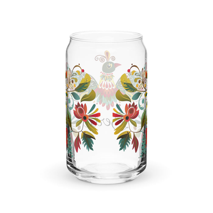 Pièce d'art exclusive Berta en verre en forme de canette pour la maison, le bureau, le travail, la fierté mexicaine et espagnole, tasse cadeau, verre de calligraphie unique en son genre | B14