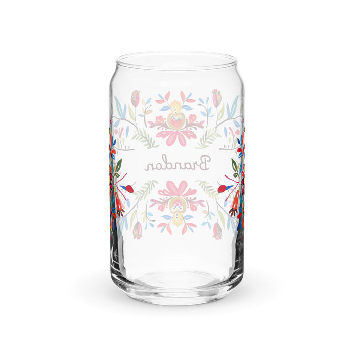 Brandon Exclusive Name Art Piece Can-Shaped Glass Home Office Work Mexican Spanish Pride Gift Cup One-Of-A-Kind Calligraphy Glass | B19