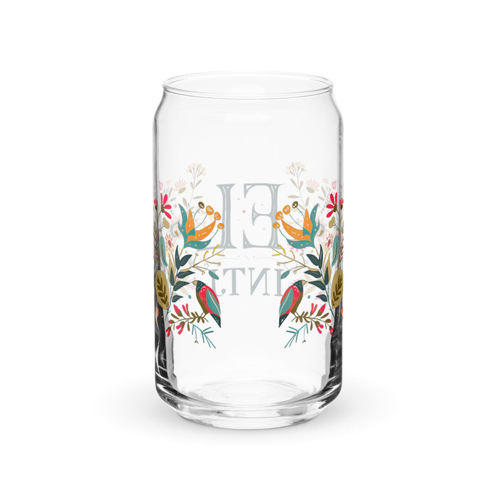 Pieza de arte exclusiva de El Intj, vaso de vidrio con forma de lata para el hogar, la oficina, el trabajo, el orgullo mexicano, vaso de regalo, vaso de caligrafía único en su tipo | E1