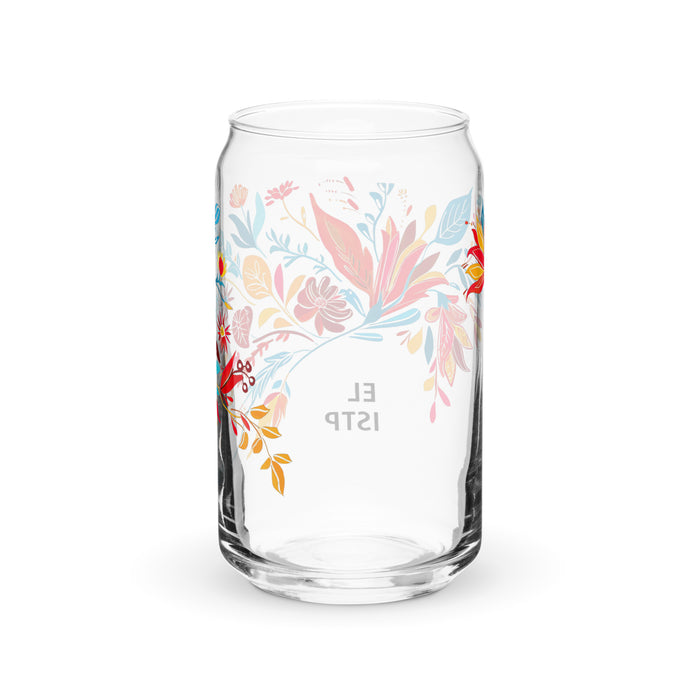 El Istp Exclusive Art Piece Can-Shaped Glass Home Office Work Mexican Spanish Pride Gift Cup One-Of-A-Kind Calligraphy Glass | E2