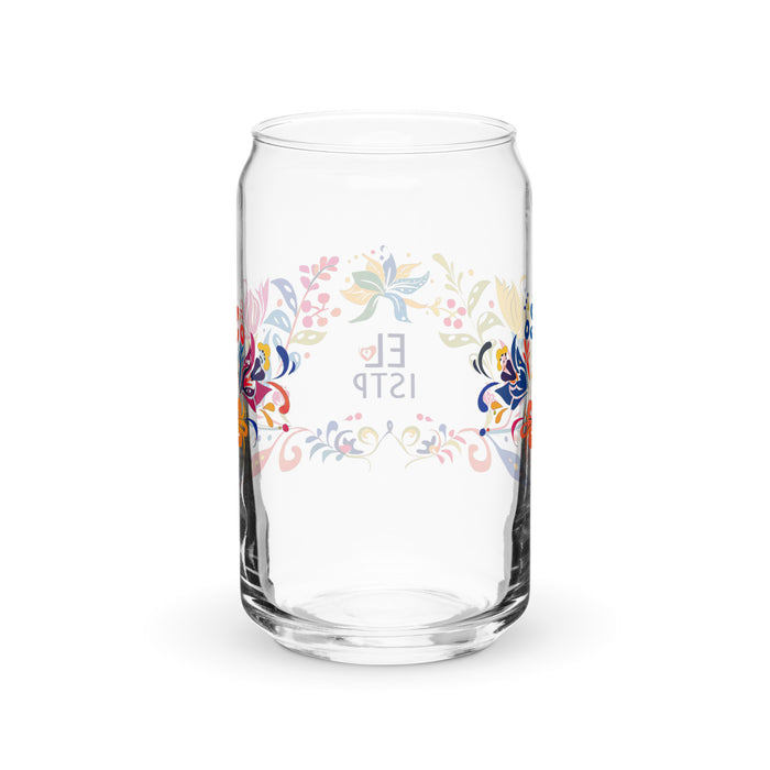 El Istp Exclusive Art Piece Can-Shaped Glass Home Office Work Mexican Spanish Pride Gift Cup One-Of-A-Kind Calligraphy Glass | E4