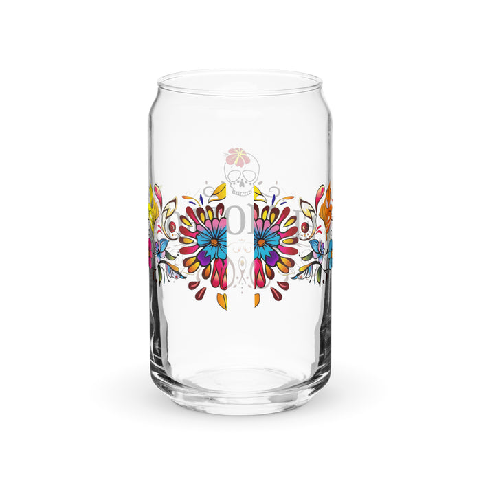 Pieza de arte exclusiva de El Morro, vaso de vidrio con forma de lata, regalo para el hogar, la oficina, el trabajo, el orgullo mexicano y español, vaso de vidrio con caligrafía única en su tipo | E10