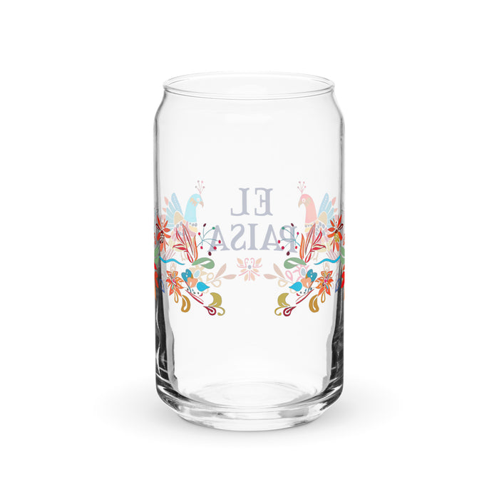 El Paisa Exclusive Art Piece Can-Shaped Glass Home Office Work Mexican Spanish Pride Gift Cup One-Of-A-Kind Calligraphy Glass | E10