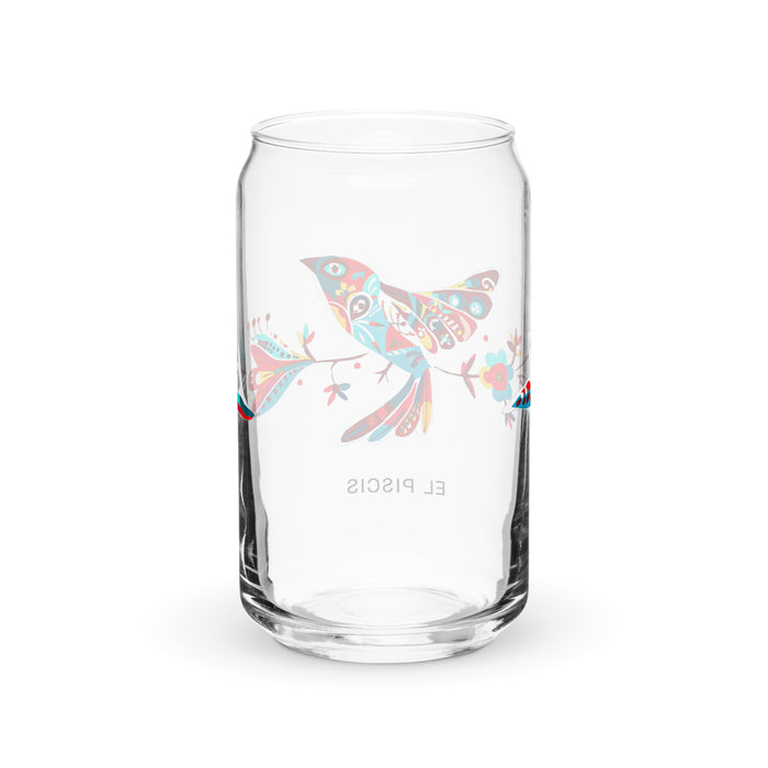 El Piscis Exclusive Art Piece Can-Shaped Glass Home Office Work Mexican Spanish Pride Gift Cup One-Of-A-Kind Calligraphy Glass | E3