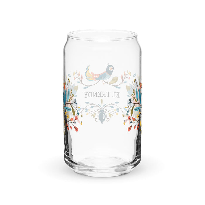 El Trendy Pièce d'art exclusive en verre en forme de canette Bureau à domicile Travail Tasse cadeau de fierté espagnole mexicaine Verre de calligraphie unique en son genre | E17