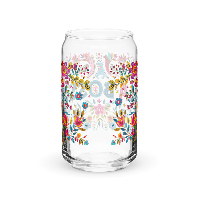 Pieza de arte exclusiva de La Boss, vaso de vidrio con forma de lata, regalo para el hogar, la oficina, el trabajo, el orgullo mexicano, vaso de vidrio con caligrafía única en su tipo | L11